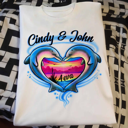 Forever Love With Dolphin Heart Sunset