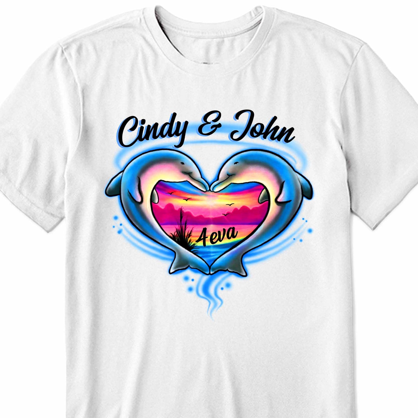 Forever Love With Dolphin Heart Sunset