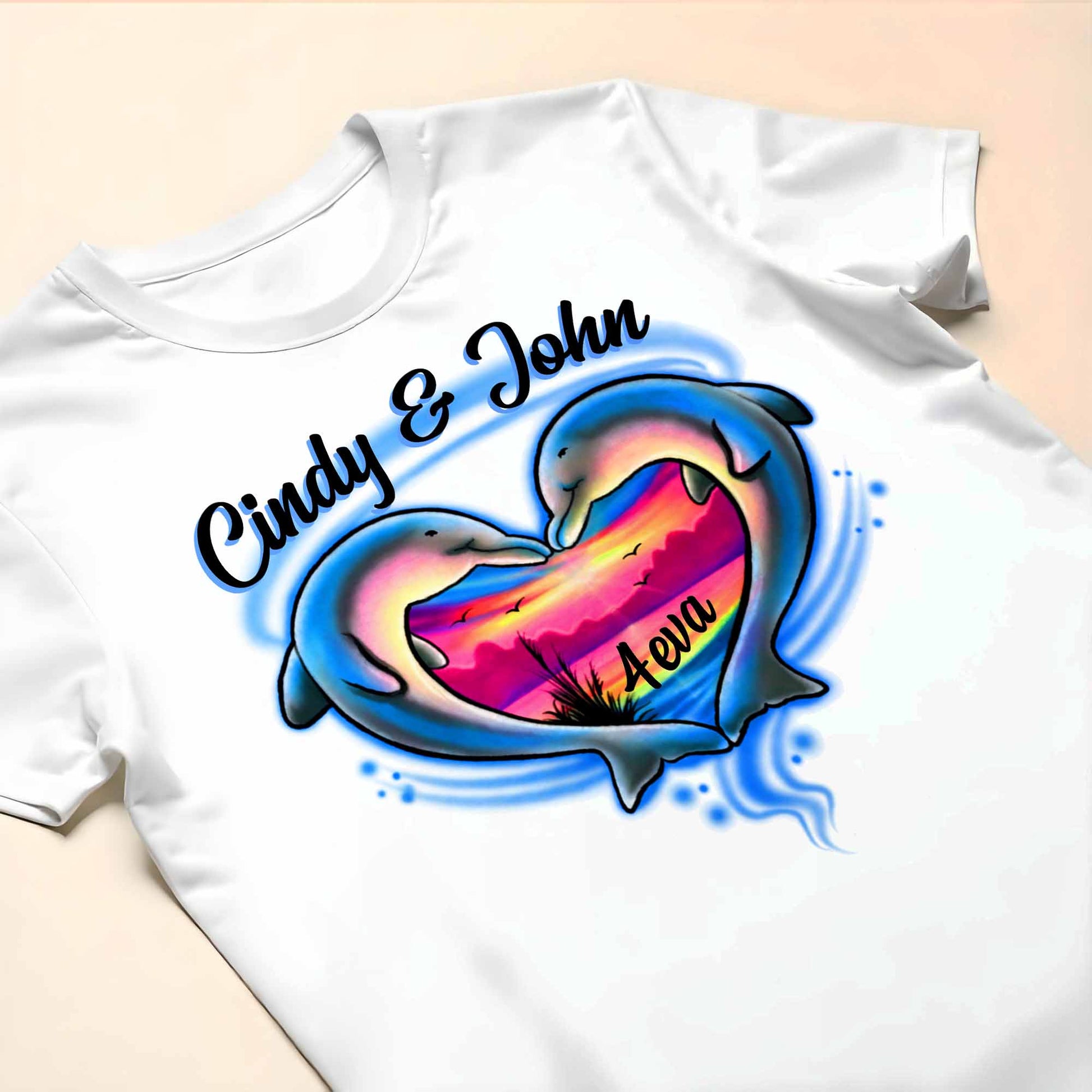 Forever Love With Dolphin Heart Sunset