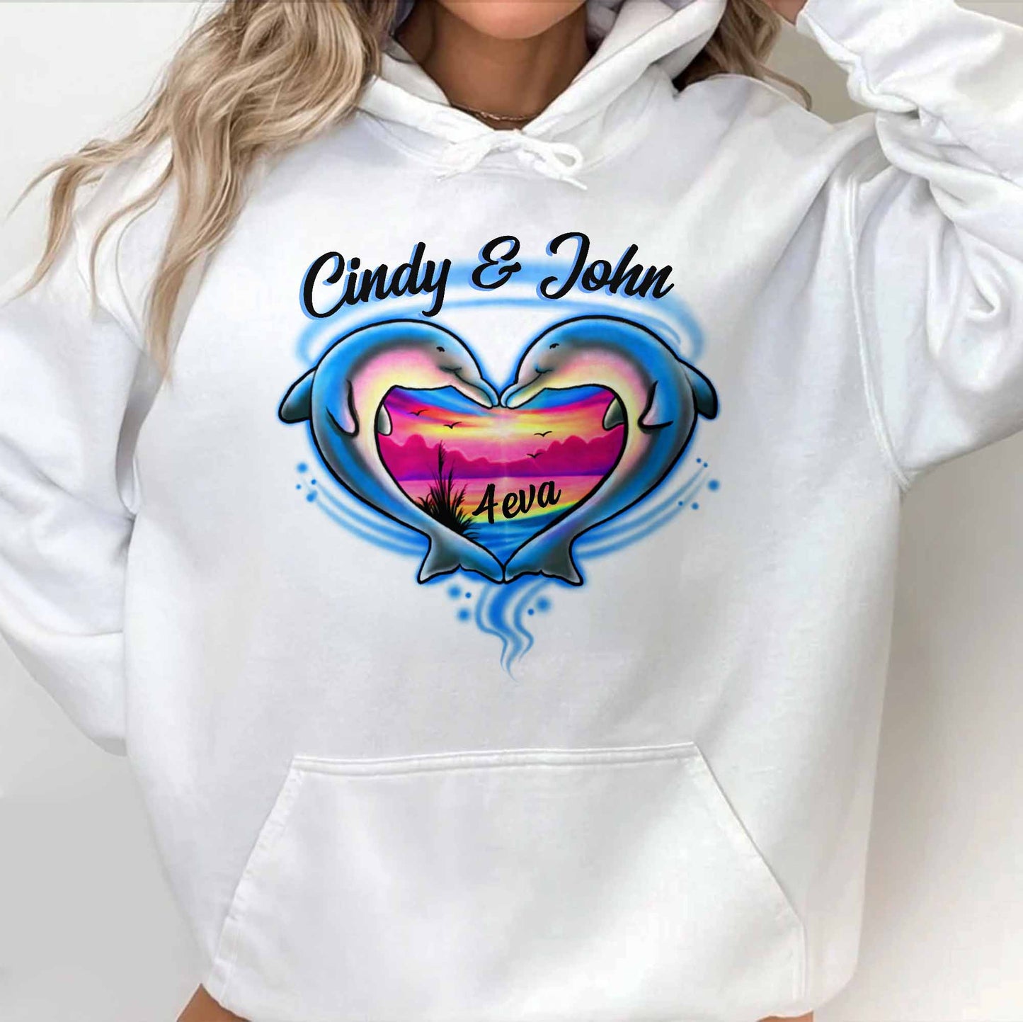 Forever Love With Dolphin Heart Sunset