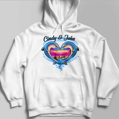 Forever Love With Dolphin Heart Sunset