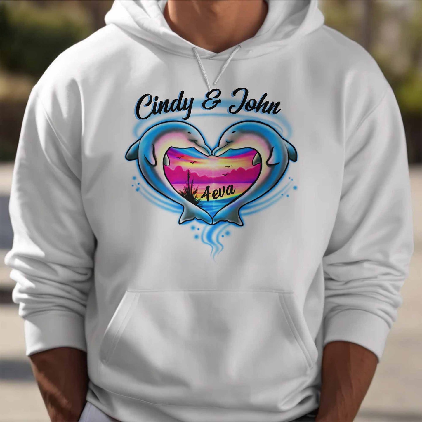 Forever Love With Dolphin Heart Sunset