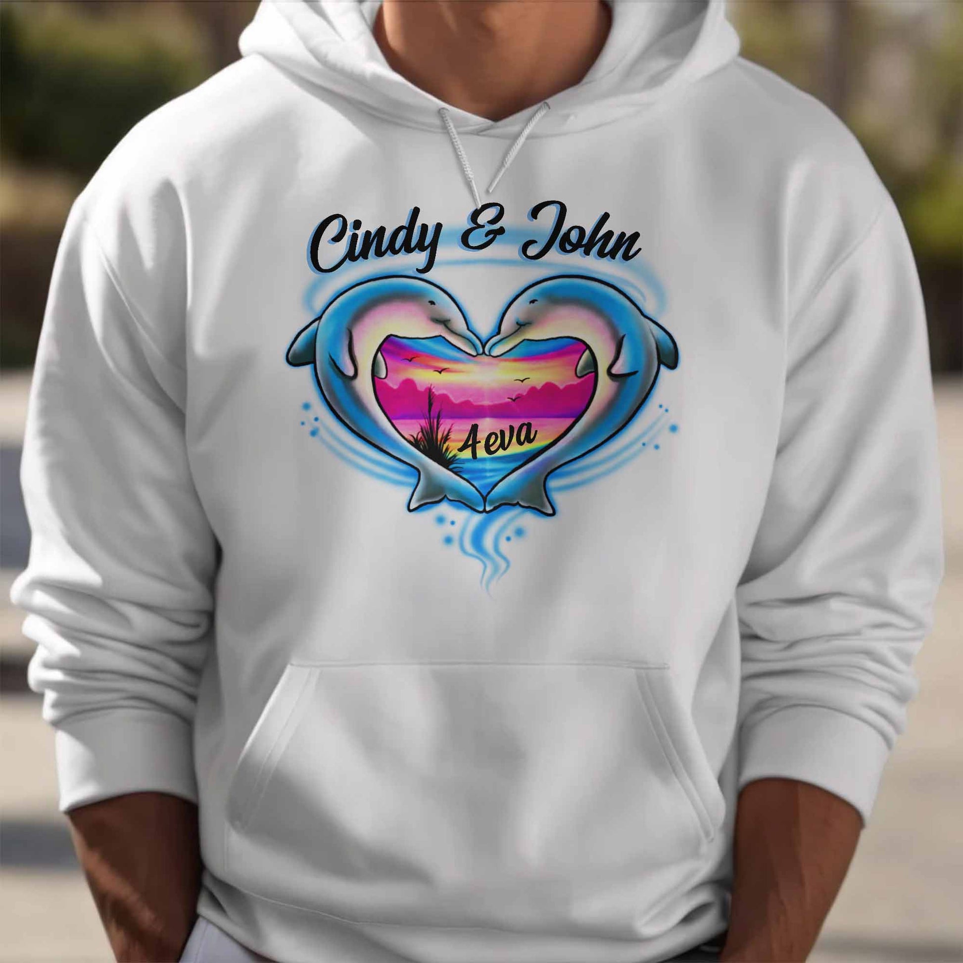 Forever Love With Dolphin Heart Sunset