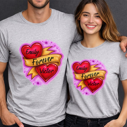 Forever Love With Hearts And Ribbon - Personalized Custom Unisex T-shirt, Hoodie - CPL1278_WBAS