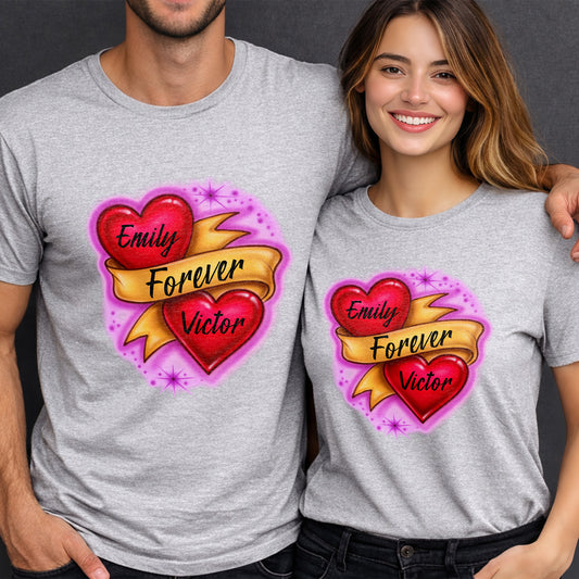 Forever Love With Hearts And Ribbon - Personalized Custom Unisex T-shirt, Hoodie - CPL1278_WBAS