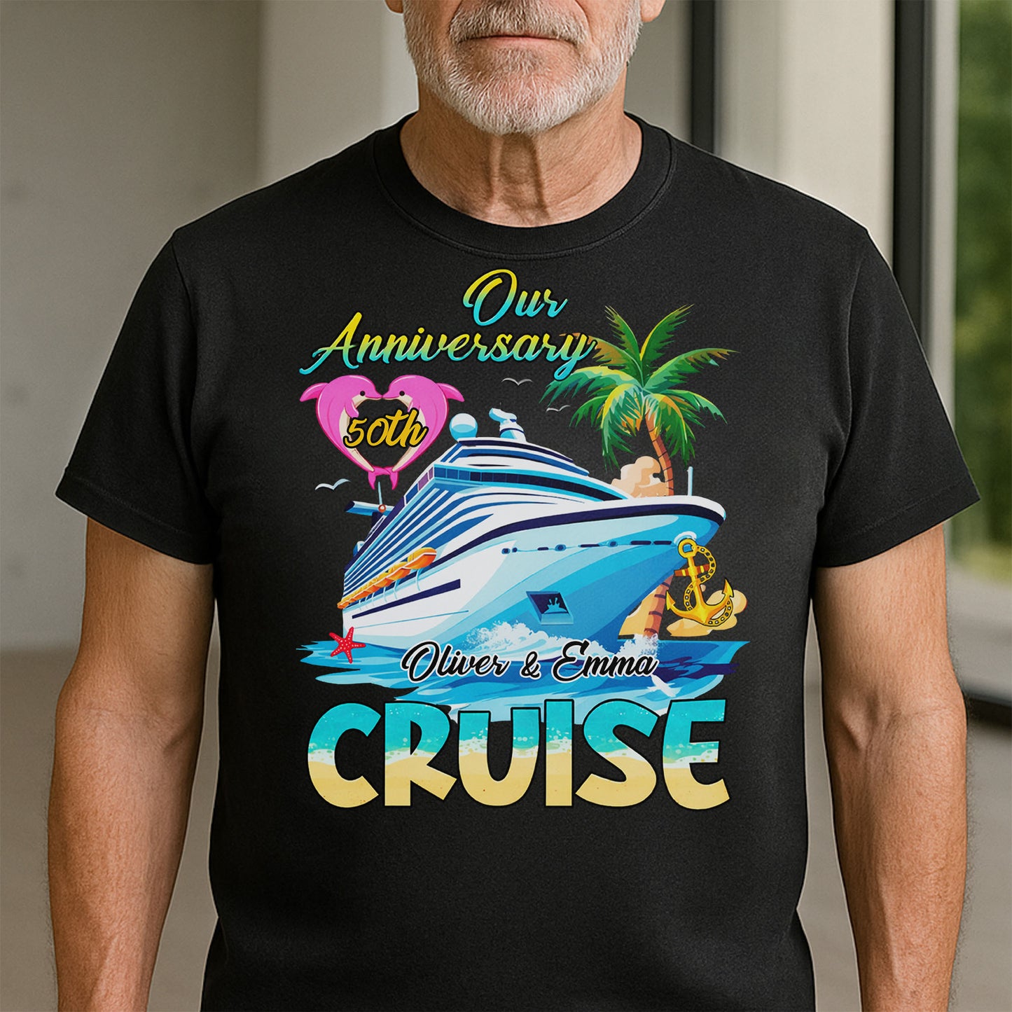 Our Anniversary Cruise with Palm Trees and Ocean