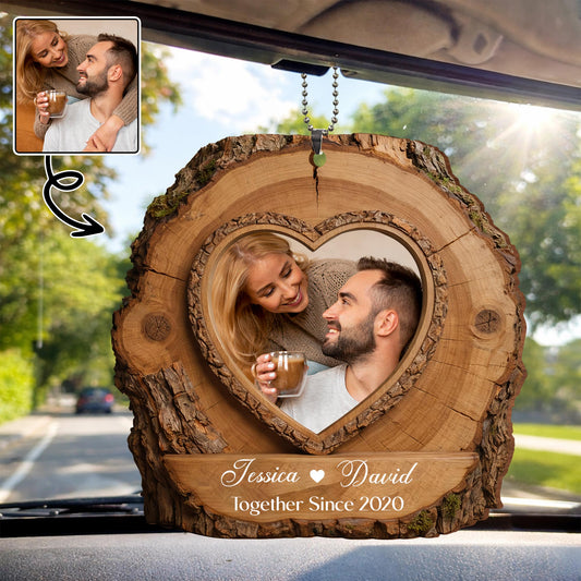 Together Since, Heart Shaped Wood Ornament With Couple