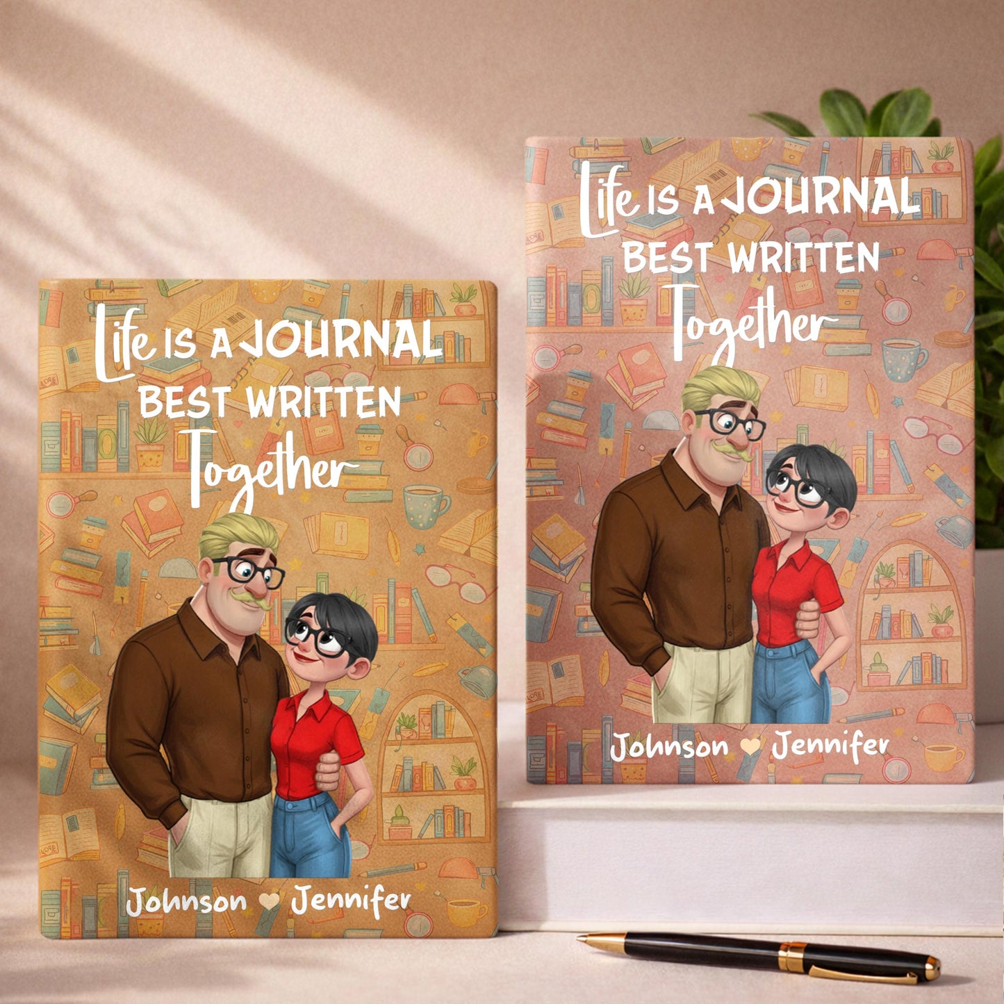 Life Is A Journal Best Written Together With Couple Illustration