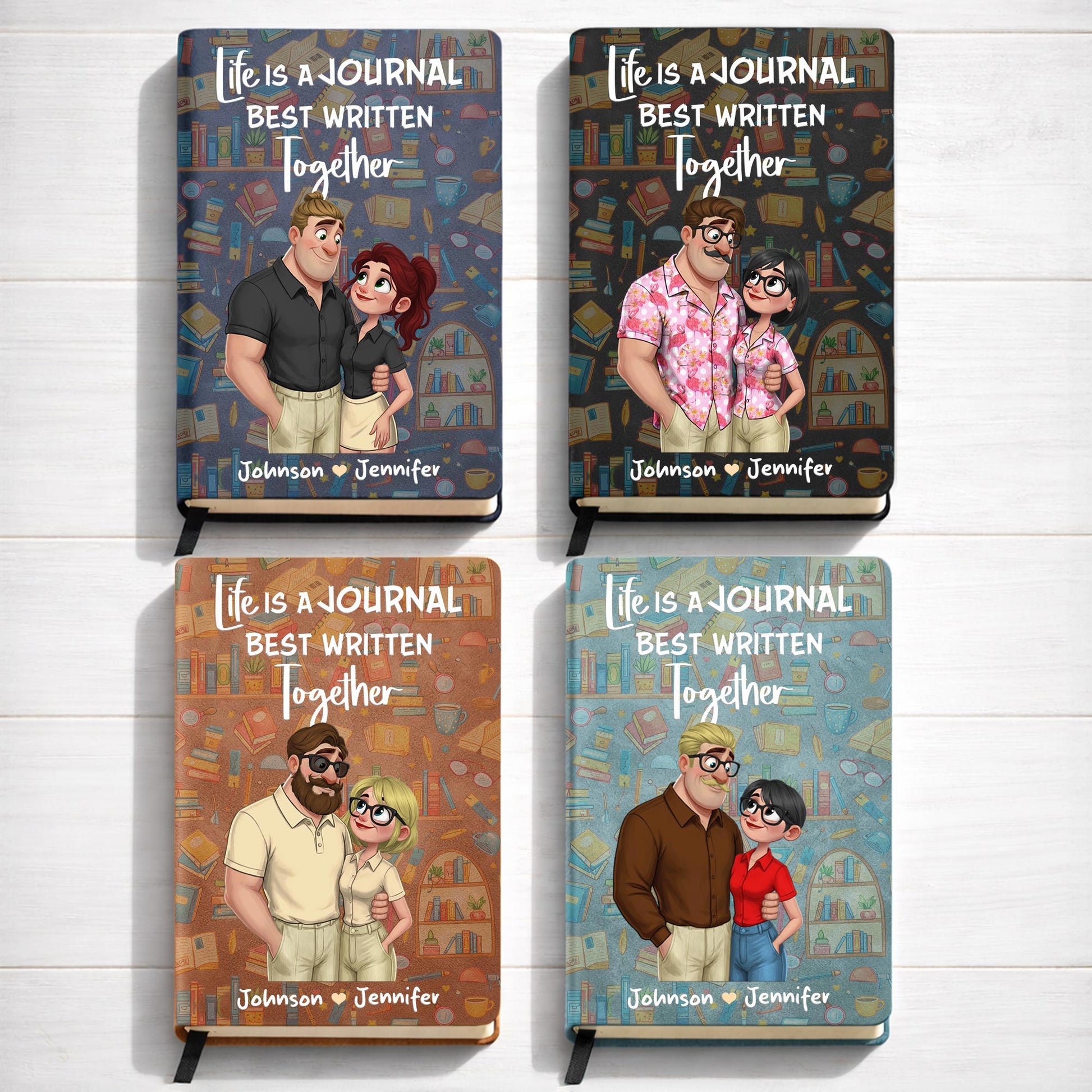 Life Is A Journal Best Written Together With Couple Illustration