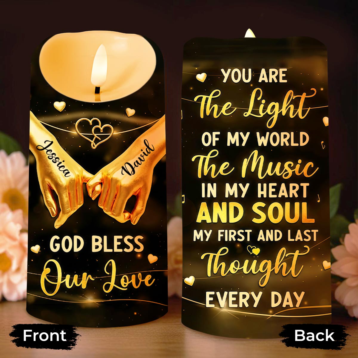 You Are The Light Of My World, Romantic Candle With Hands And Heart Design