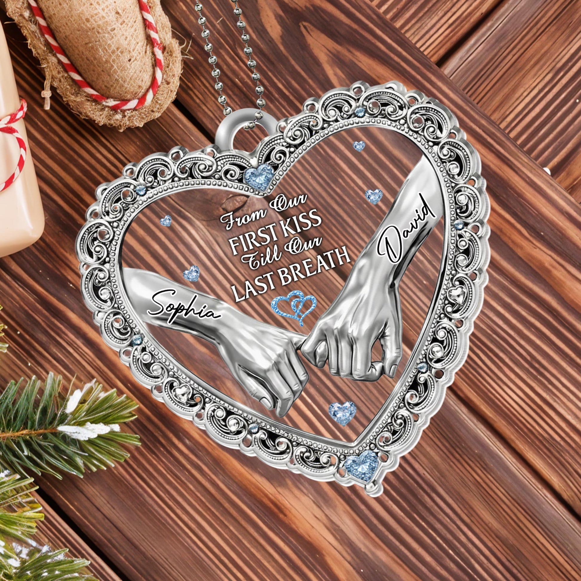 From Our First Kiss Till Our Last Breath, Heart and Hands Ornament