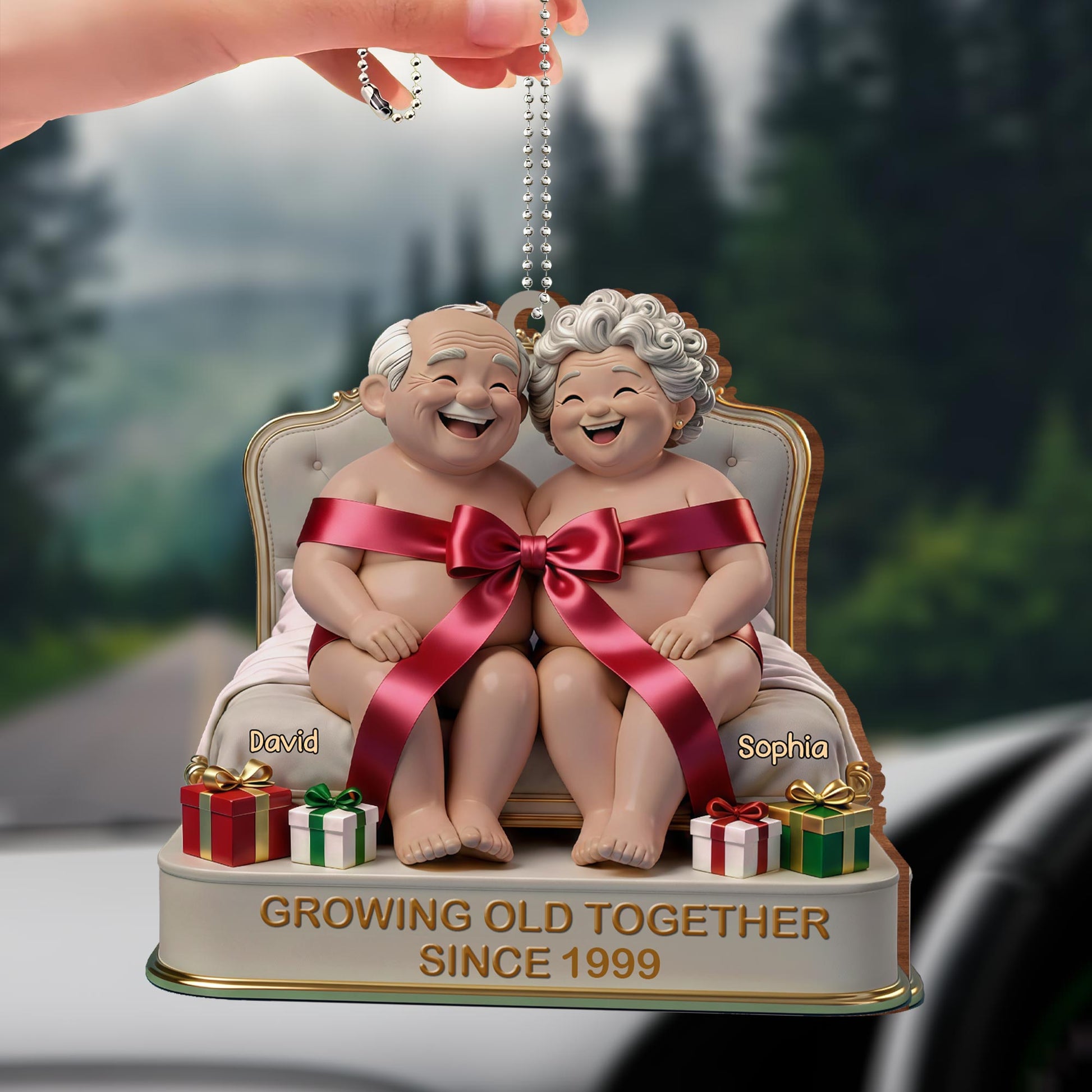 Growing Old Together, Elderly Couple With Gifts