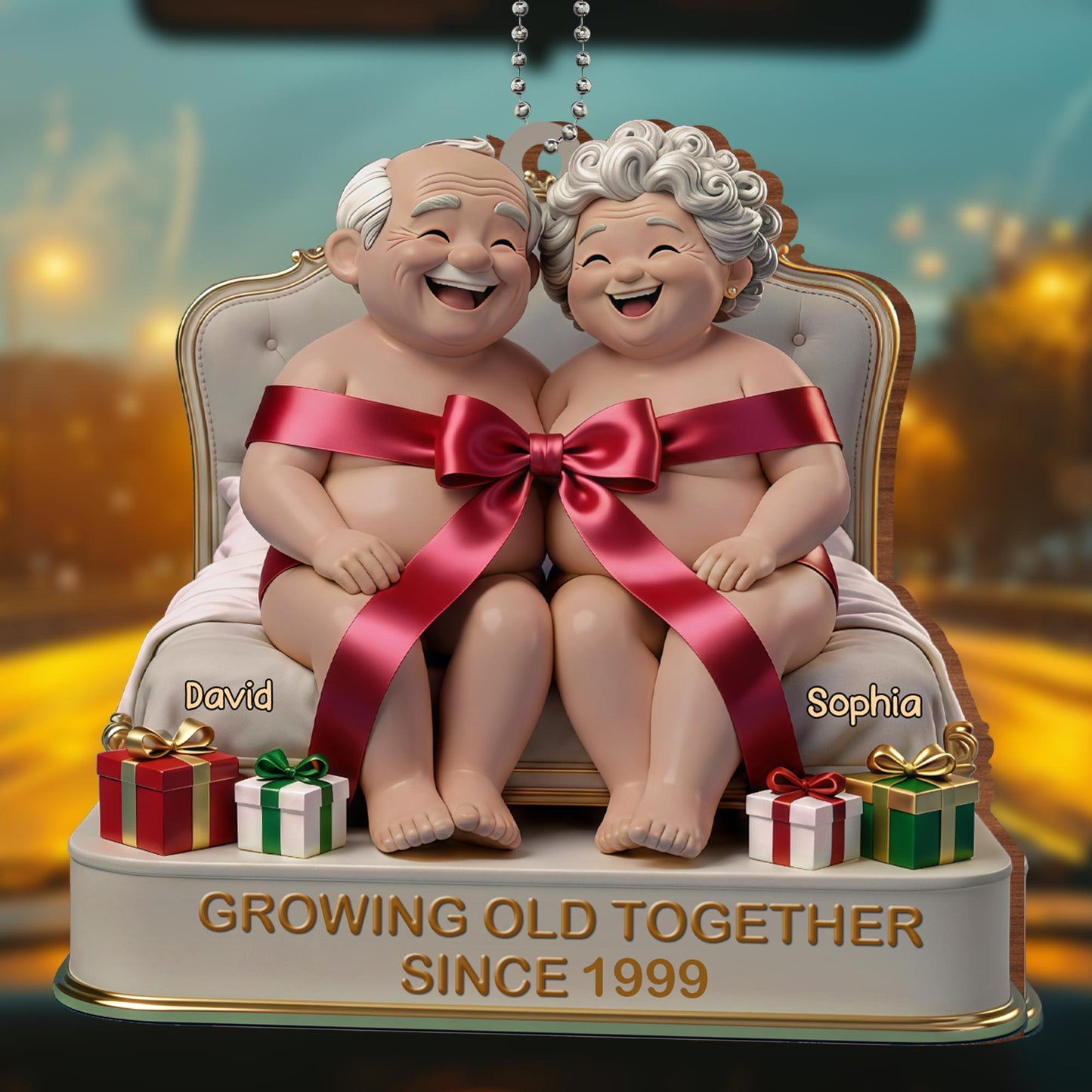 Growing Old Together, Elderly Couple With Gifts