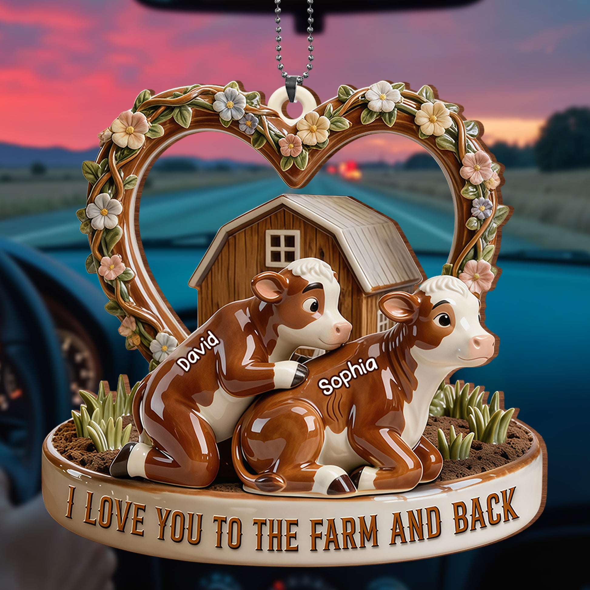 I Love You To The Farm And Back With Cows and Flowers