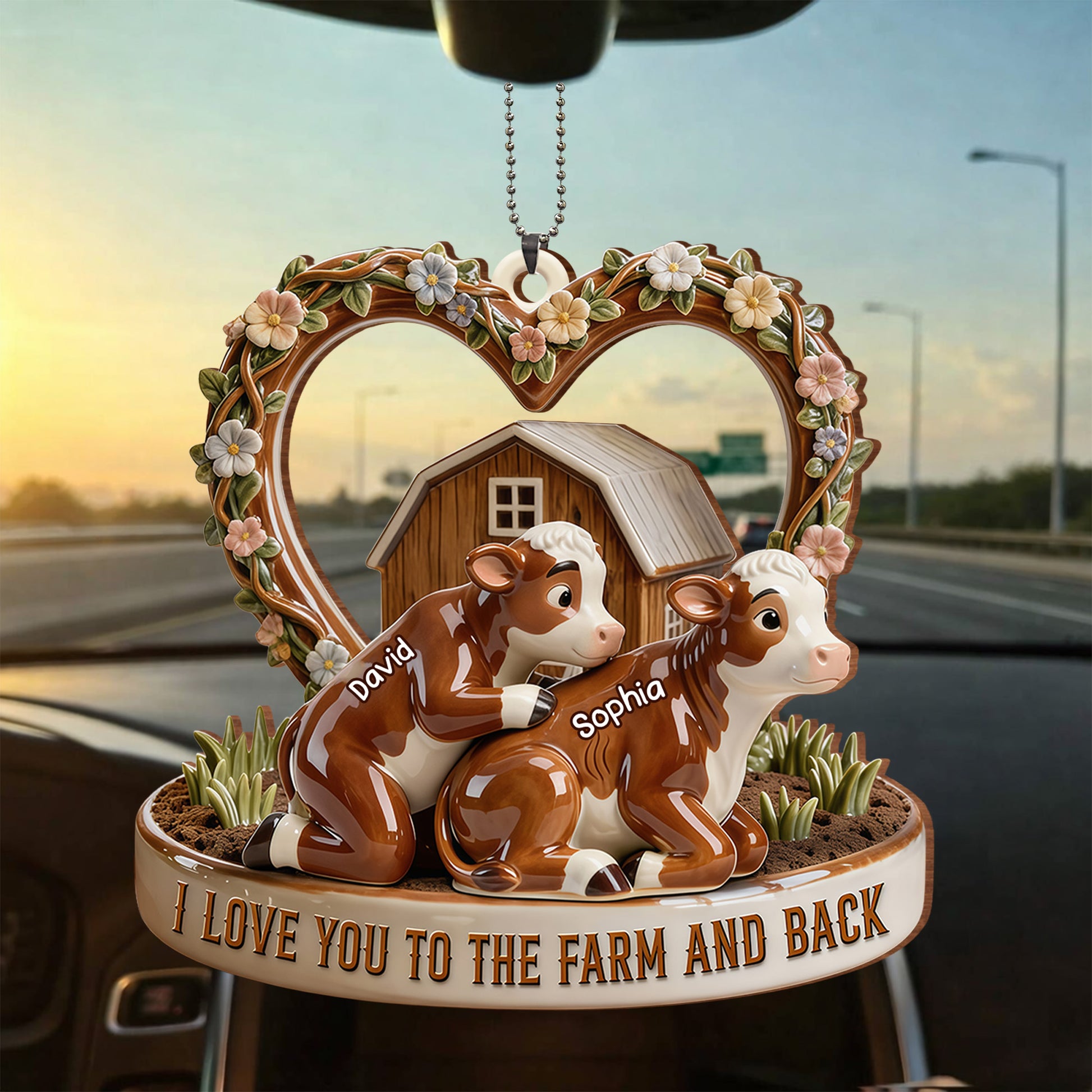 I Love You To The Farm And Back With Cows and Flowers