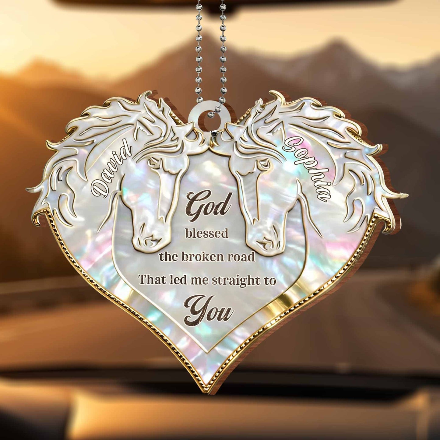 God Blessed The Broken Road, Heart With Horses Design