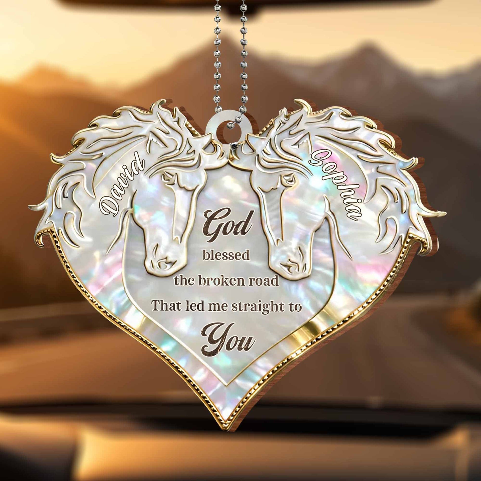 God Blessed The Broken Road, Heart With Horses Design