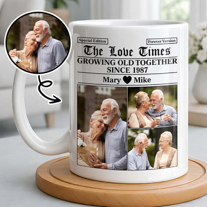 The Love Times, Growing Old Together, Photos Of A Couple - Personalized Custom Coffee Mug - CPL1316_MG