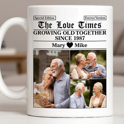 The Love Times, Growing Old Together, Photos Of A Couple - Personalized Custom Coffee Mug - CPL1316_MG