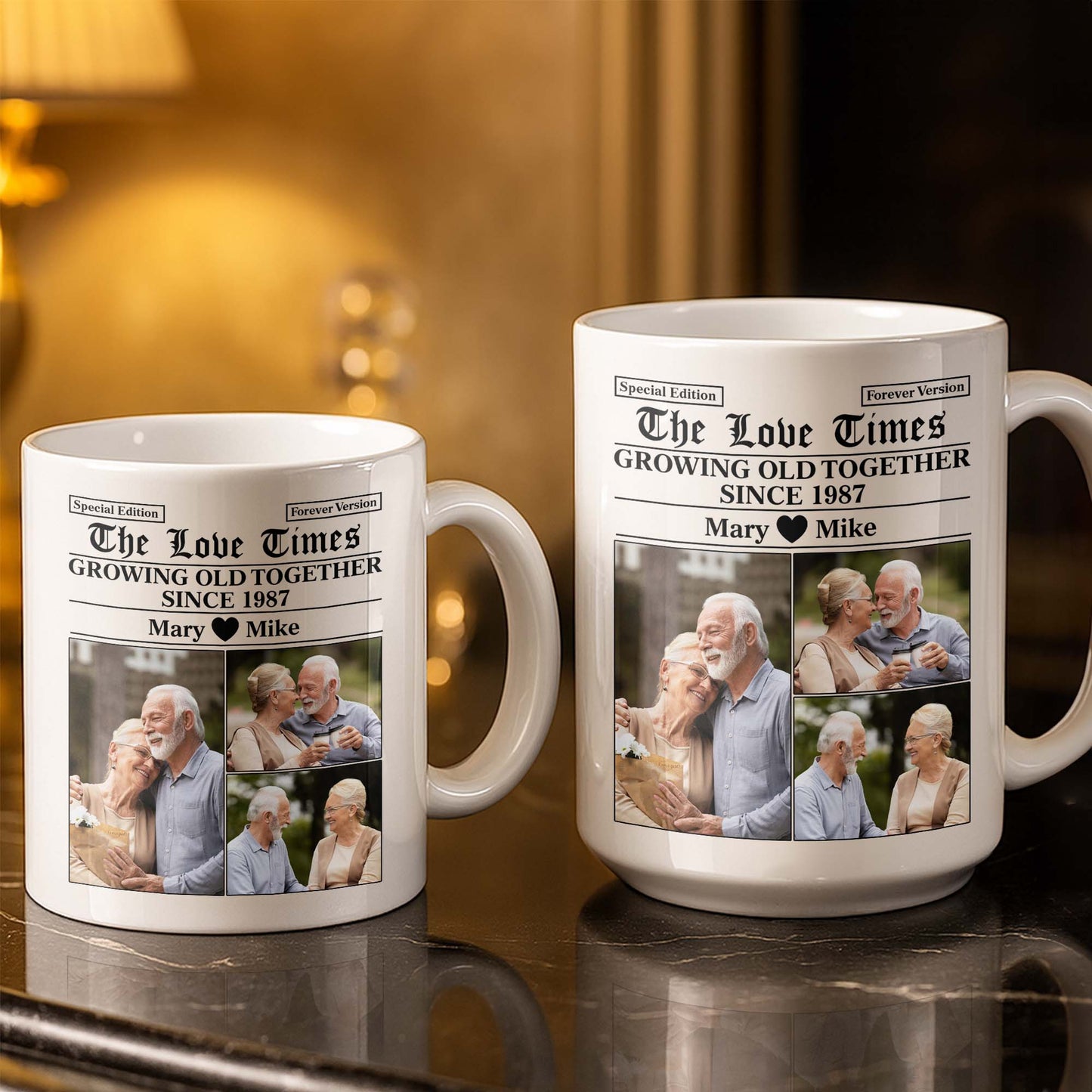 The Love Times, Growing Old Together, Photos Of A Couple - Personalized Custom Coffee Mug - CPL1316_MG