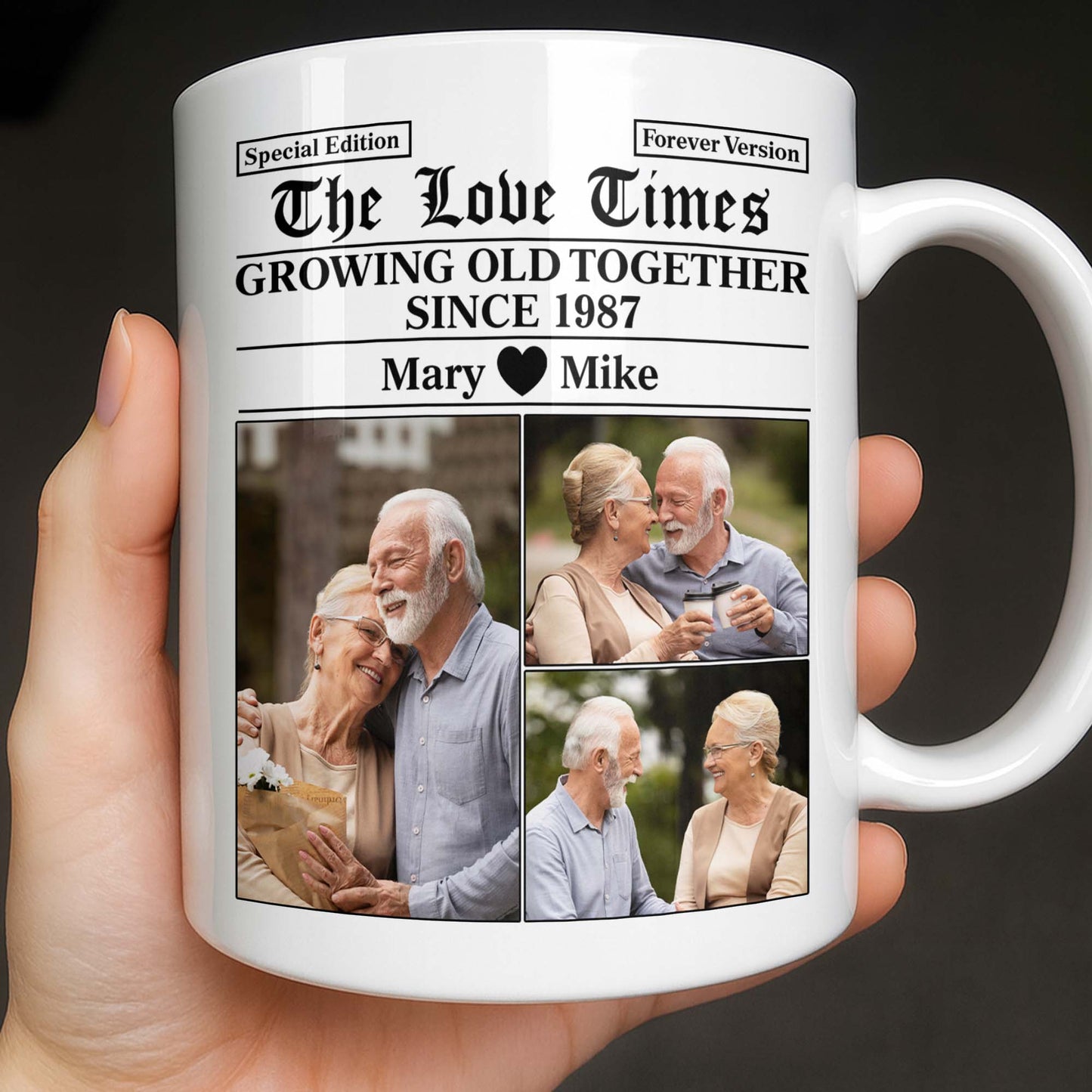 The Love Times, Growing Old Together, Photos Of A Couple - Personalized Custom Coffee Mug - CPL1316_MG