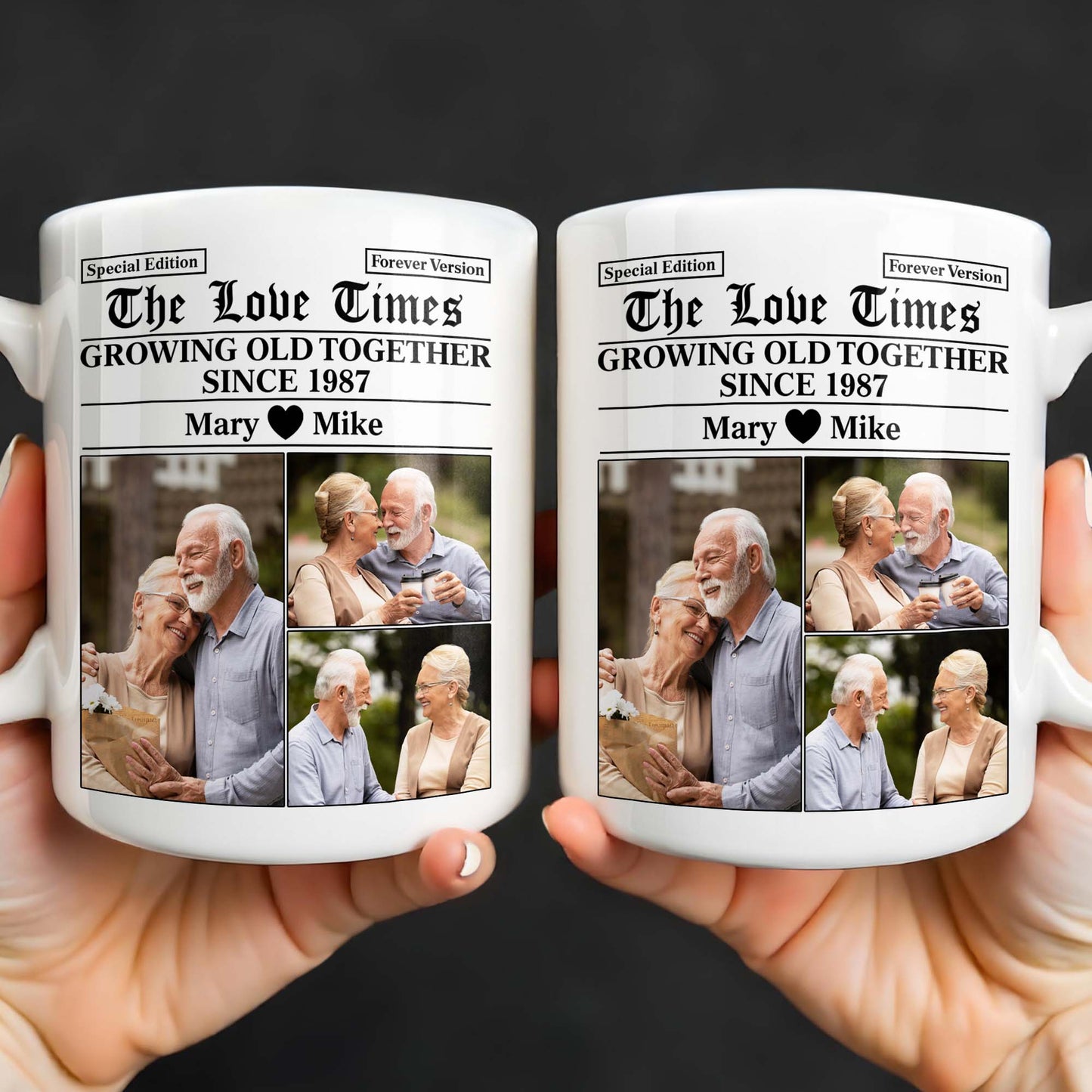 The Love Times, Growing Old Together, Photos Of A Couple - Personalized Custom Coffee Mug - CPL1316_MG