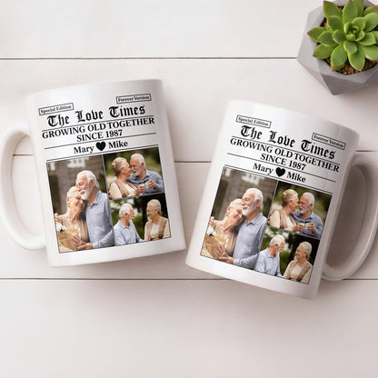 The Love Times, Growing Old Together, Photos Of A Couple - Personalized Custom Coffee Mug - CPL1316_MG