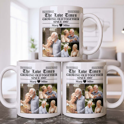 The Love Times, Growing Old Together, Photos Of A Couple - Personalized Custom Coffee Mug - CPL1316_MG