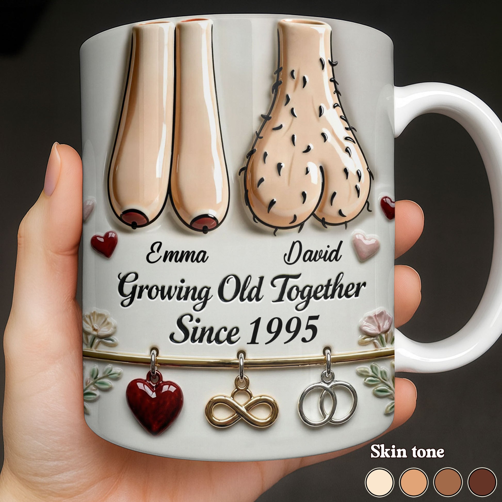 Growing Old Together With Hearts And Symbols