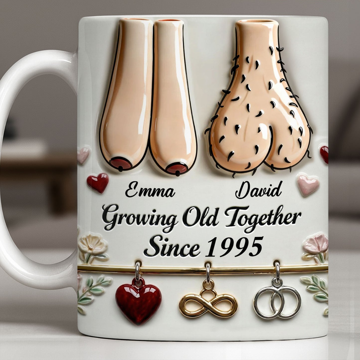 Growing Old Together With Hearts And Symbols