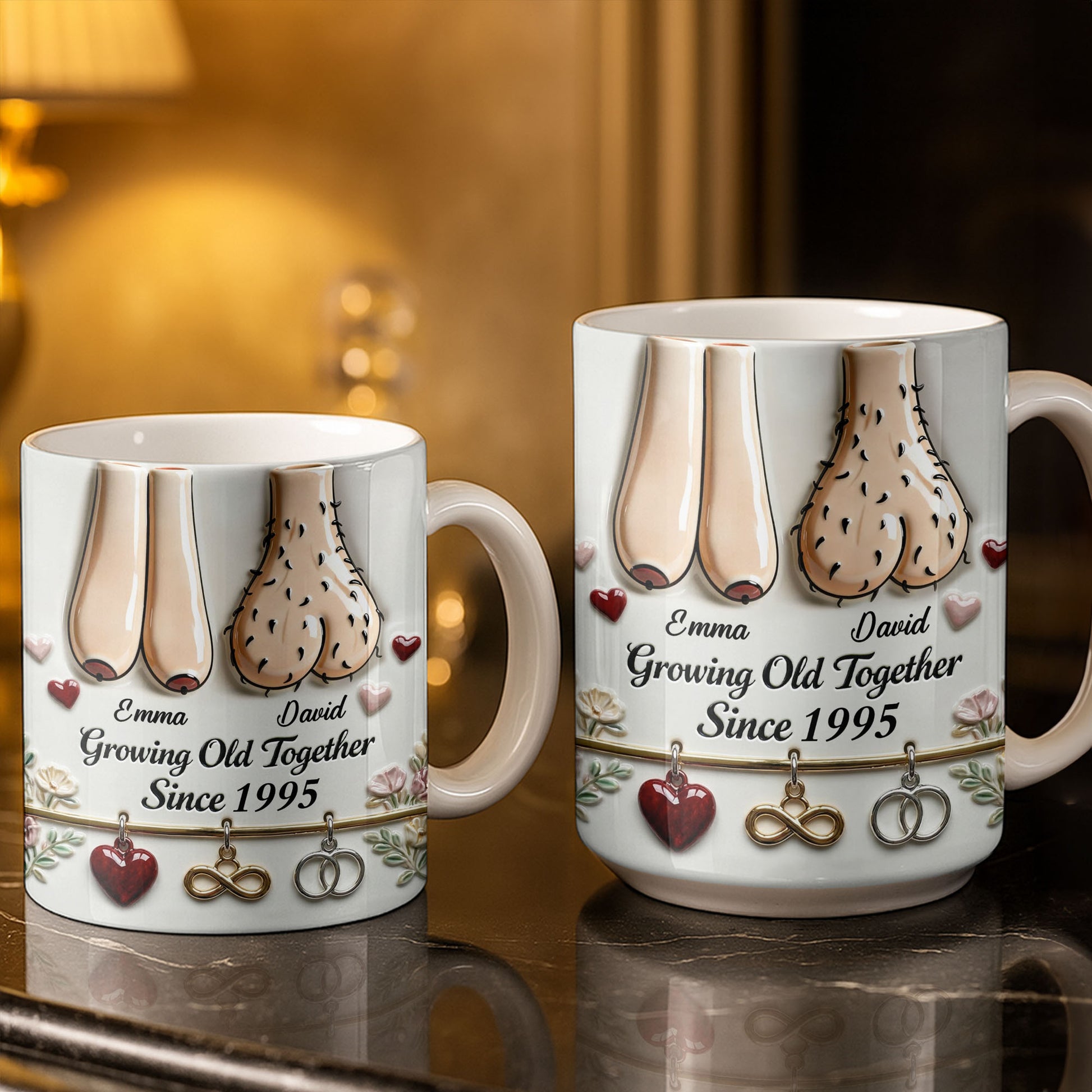 Growing Old Together With Hearts And Symbols