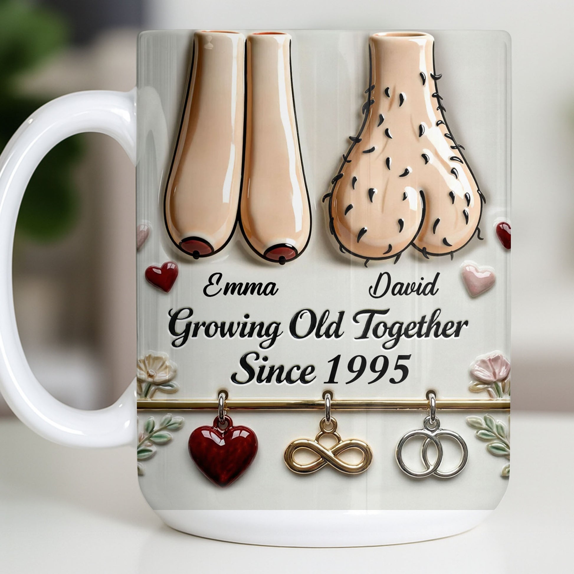 Growing Old Together With Hearts And Symbols