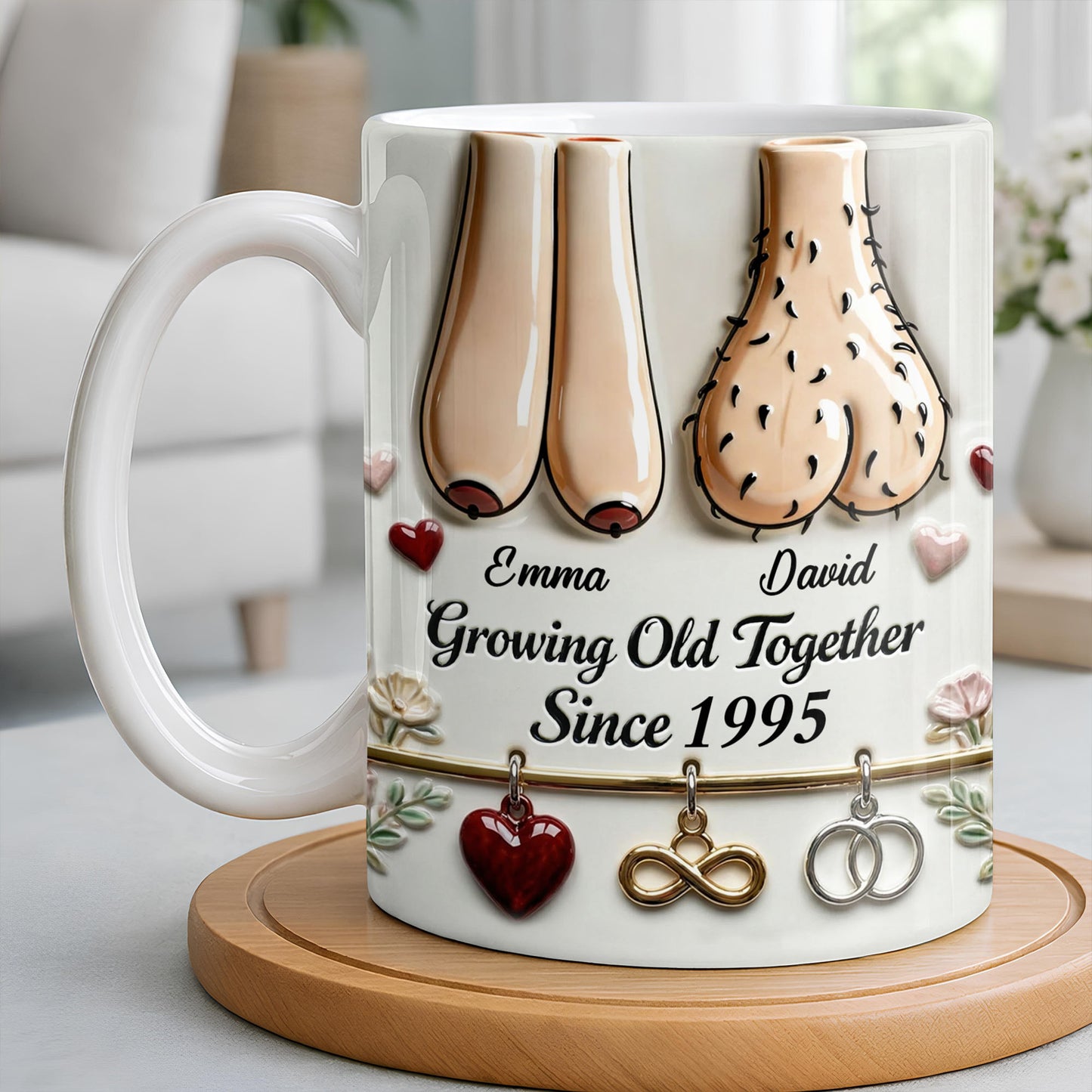 Growing Old Together With Hearts And Symbols