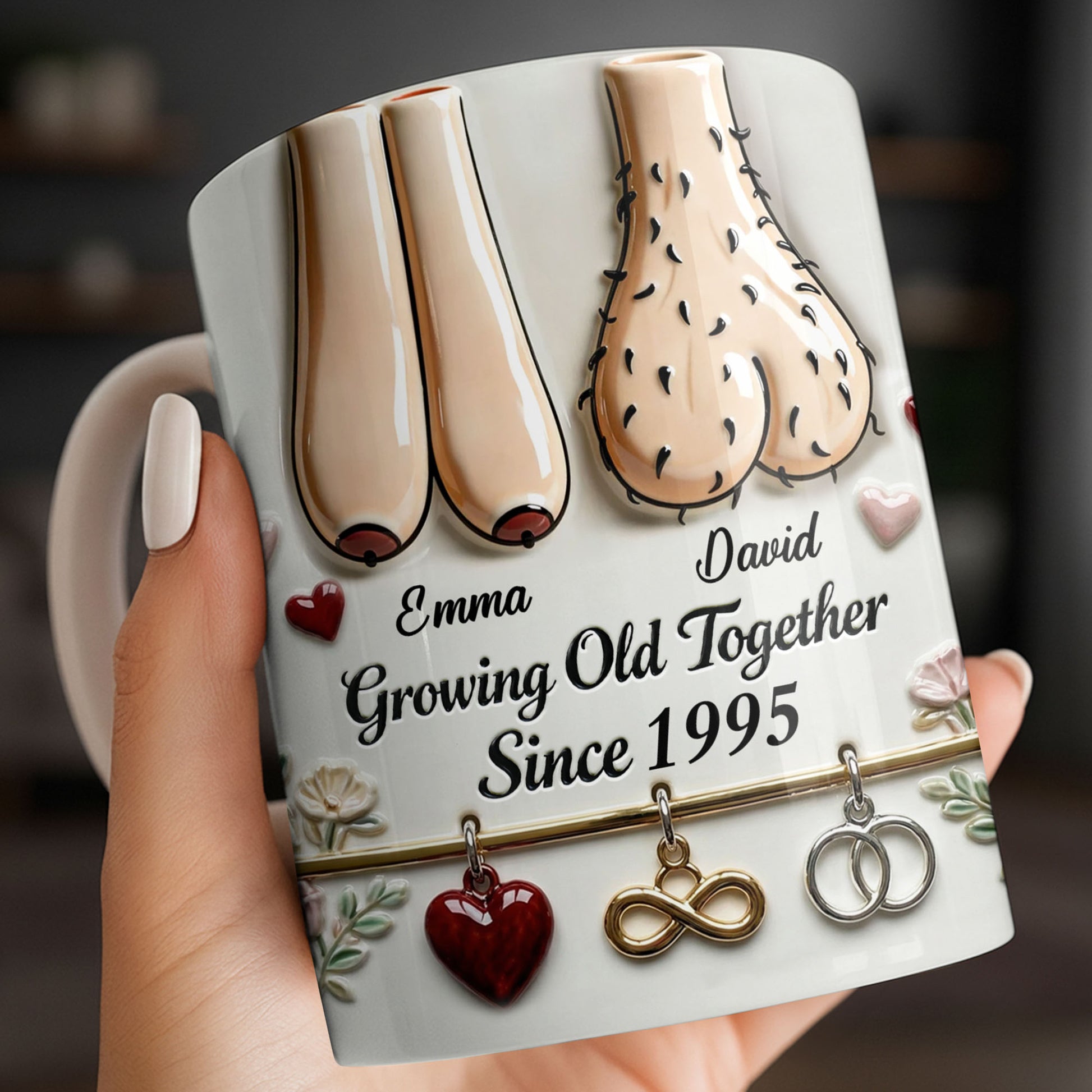 Growing Old Together With Hearts And Symbols