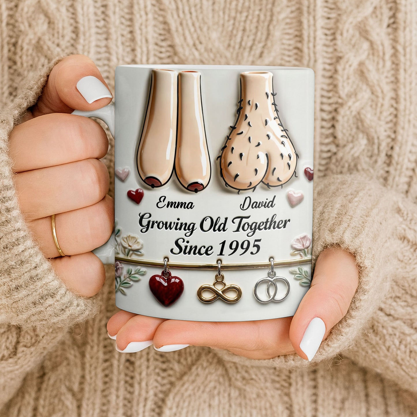 Growing Old Together With Hearts And Symbols