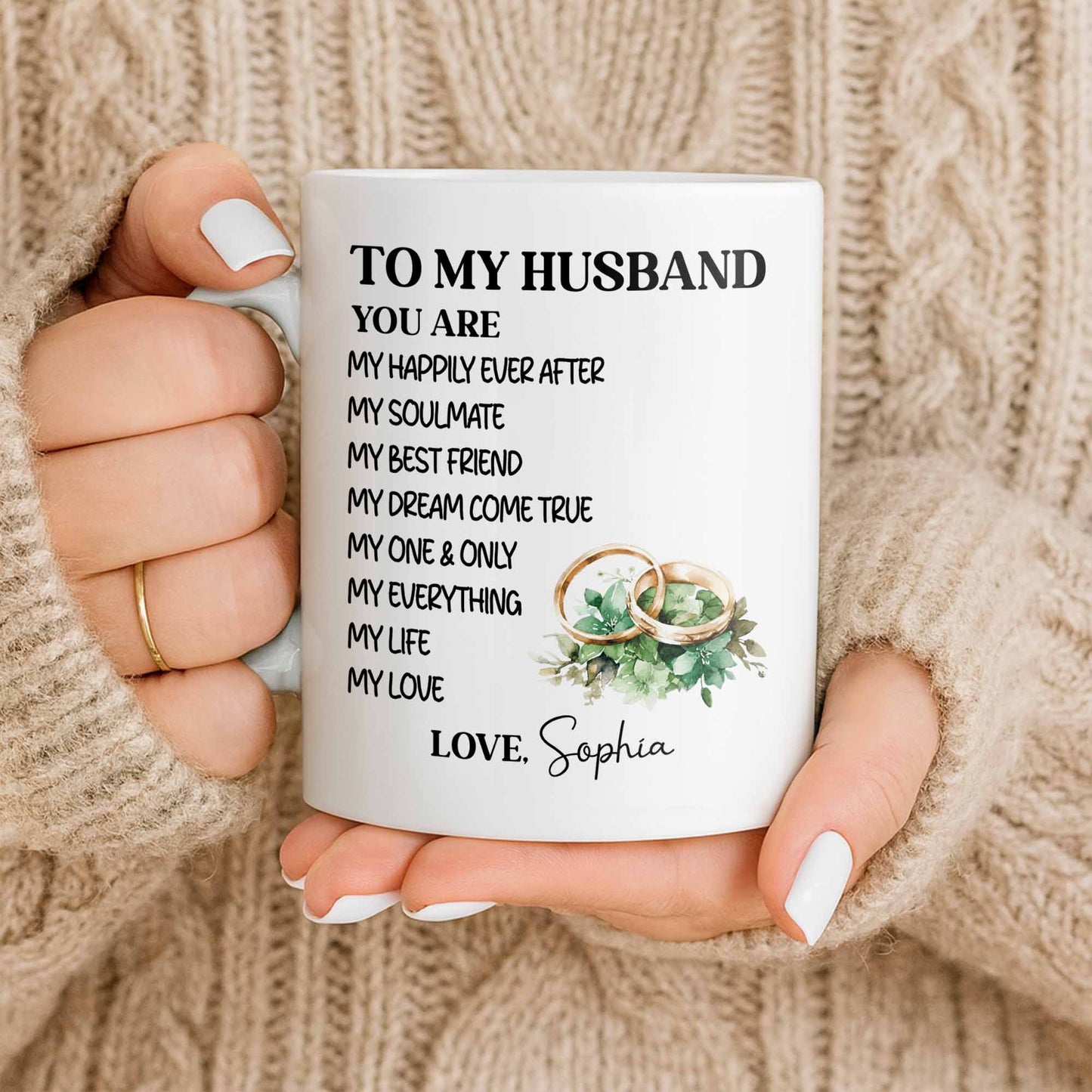 To My Husband You Are My Happily Ever After, Wedding Rings & Floral Design