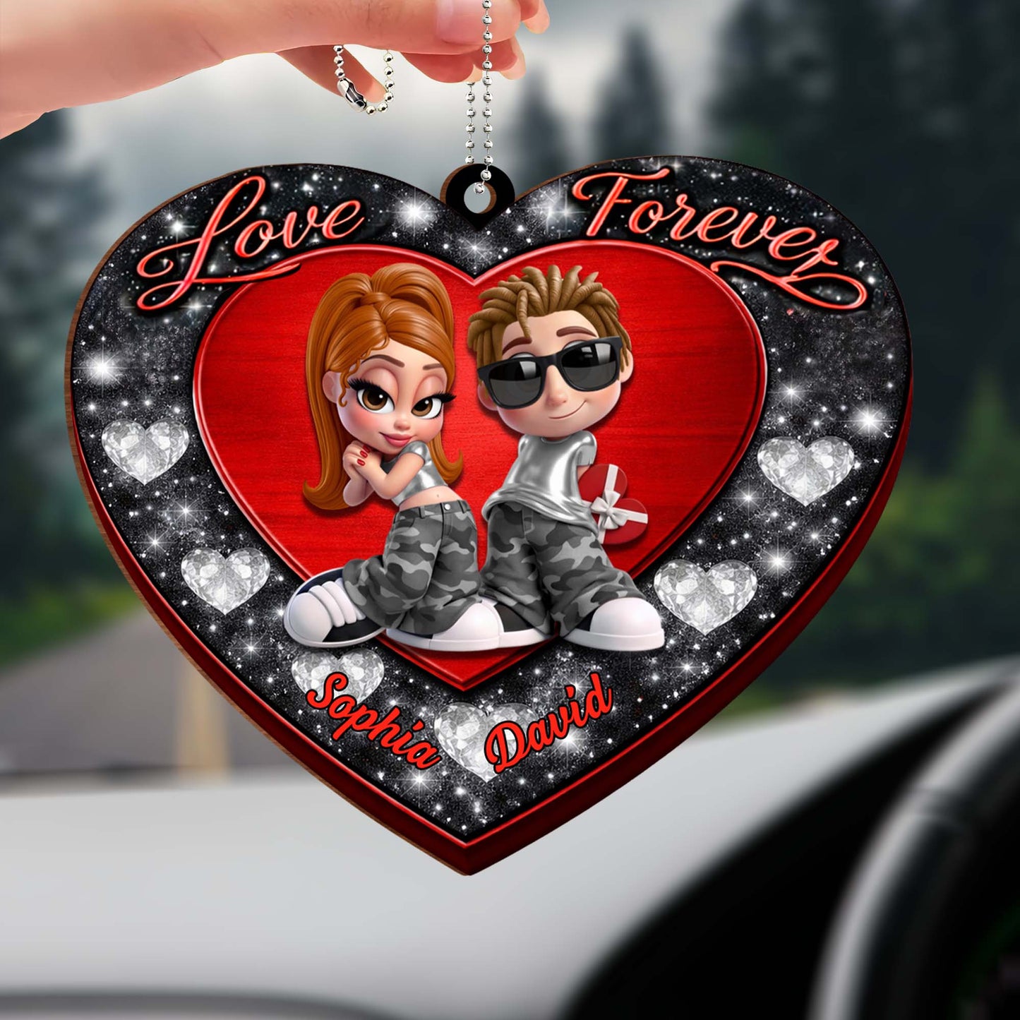 Love Forever, Heart With Cartoon Couple