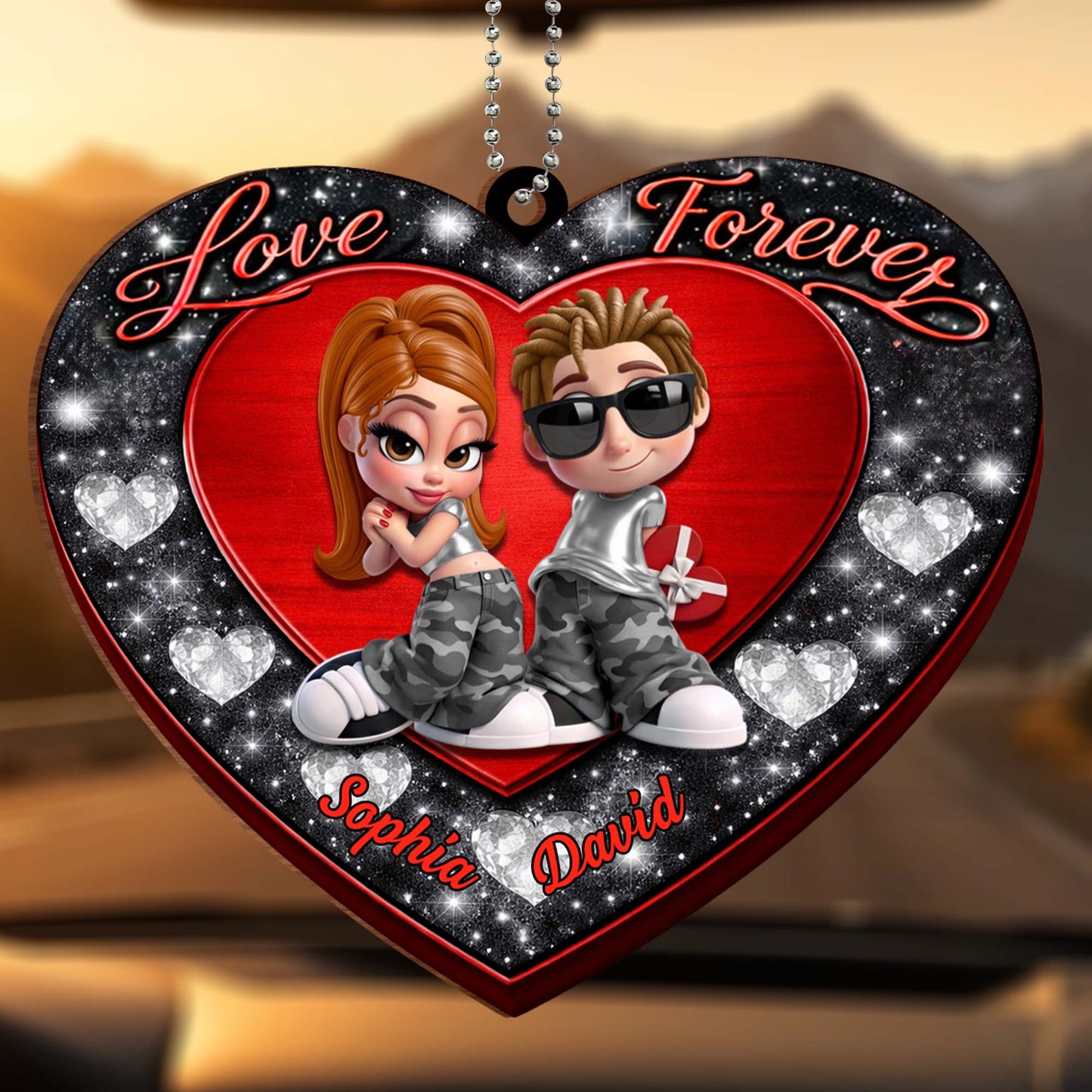 Love Forever, Heart With Cartoon Couple