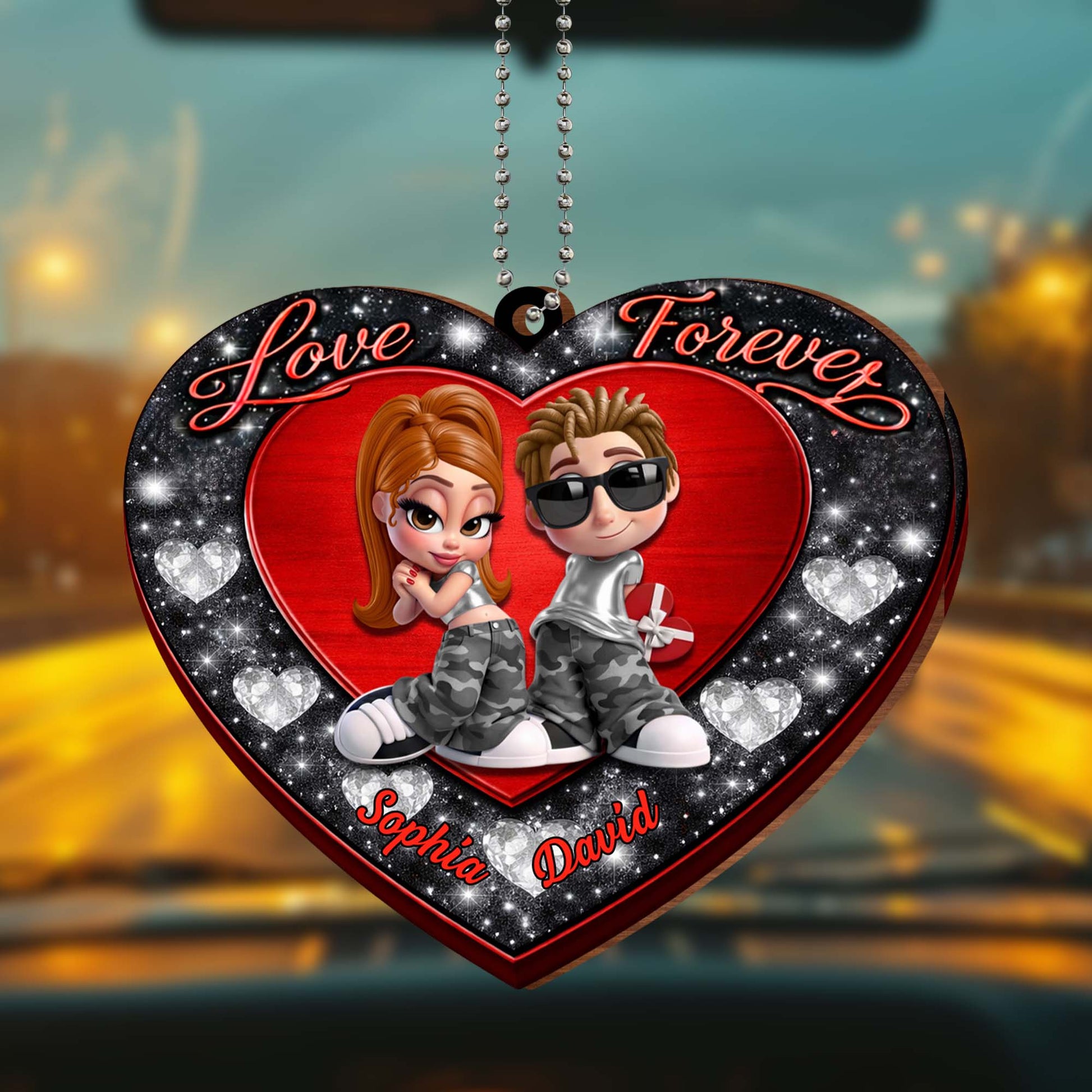 Love Forever, Heart With Cartoon Couple