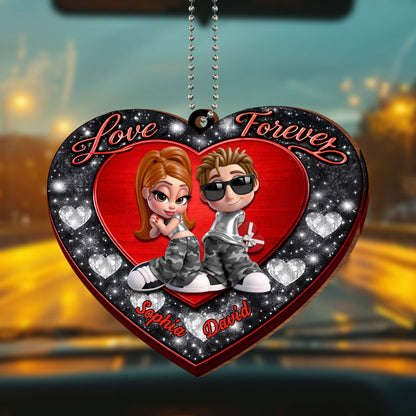 Love Forever, Heart With Cartoon Couple