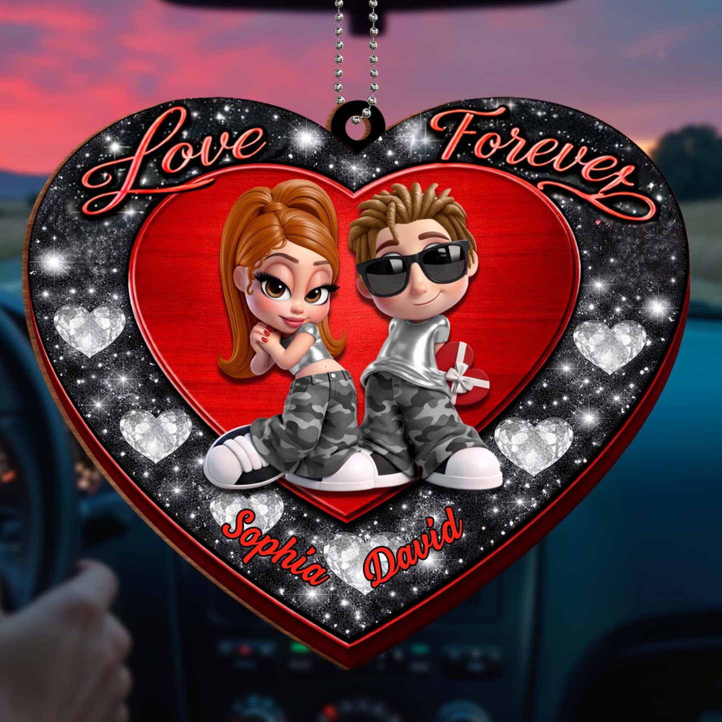 Love Forever, Heart With Cartoon Couple