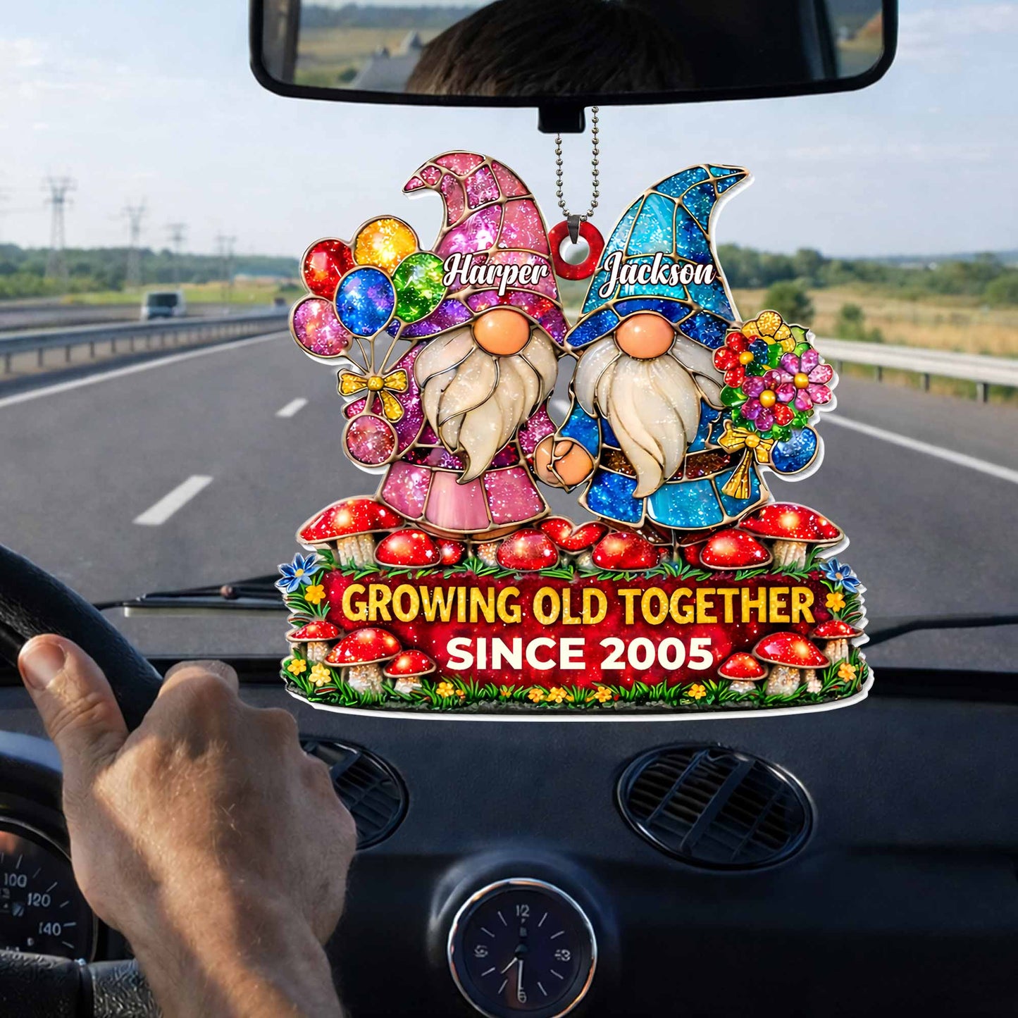 Growing Old Together Gnomes With Balloons And Flowers