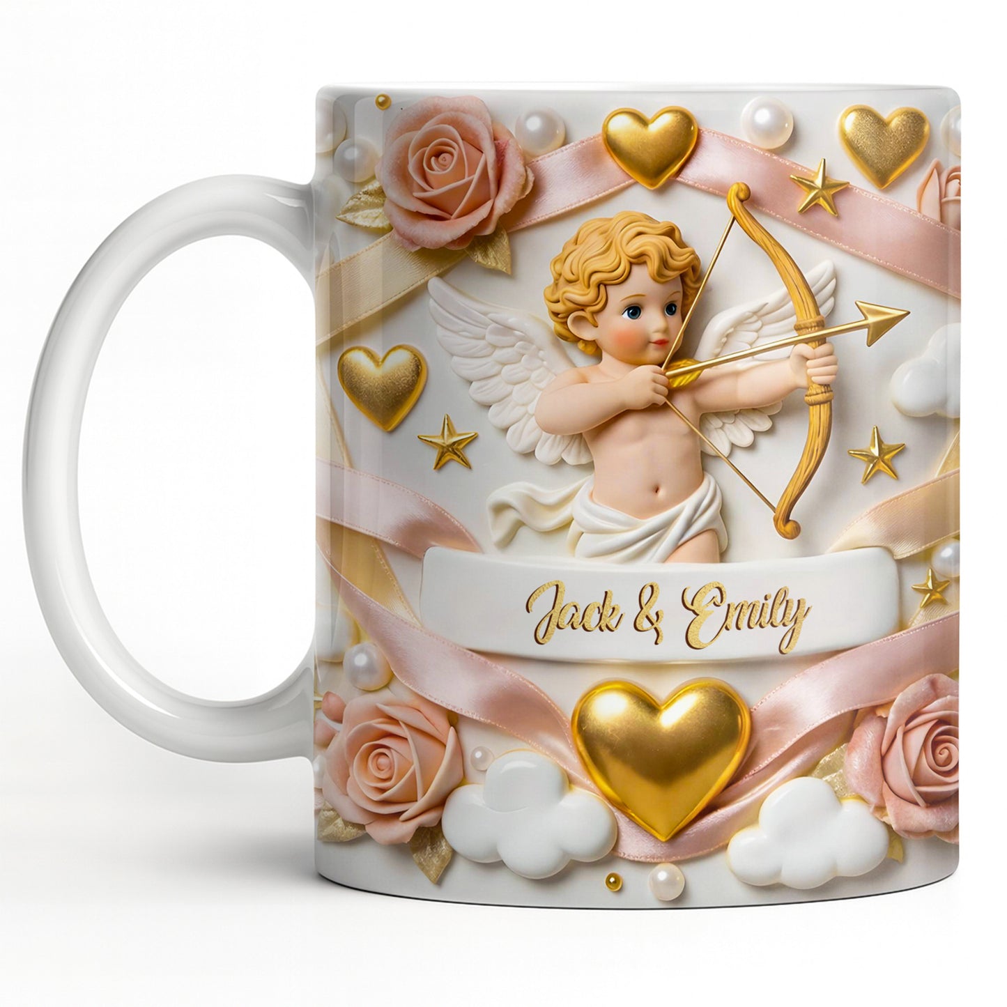 Cupid And Roses With Hearts And Bows Design