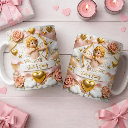Cupid And Roses With Hearts And Bows Design