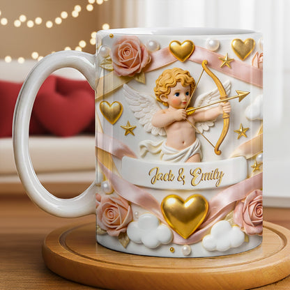 Cupid And Roses With Hearts And Bows Design