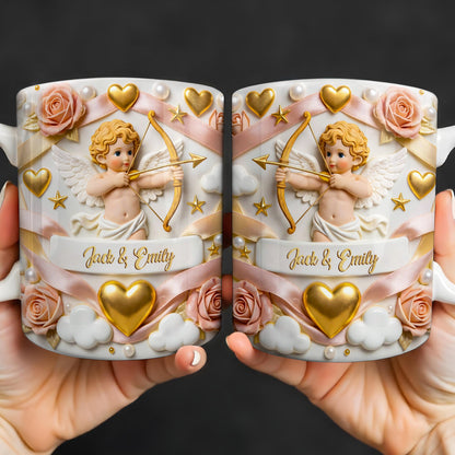 Cupid And Roses With Hearts And Bows Design