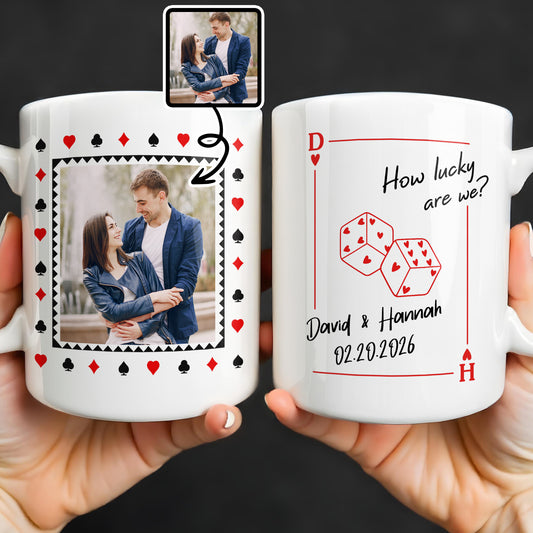 How Lucky Are We Playing Card Hearts And Dice Photo Design