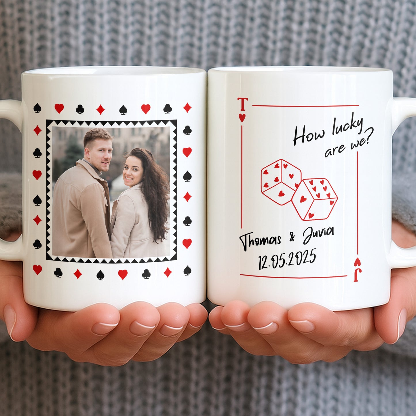 How Lucky Are We Playing Card Hearts And Dice Photo Design