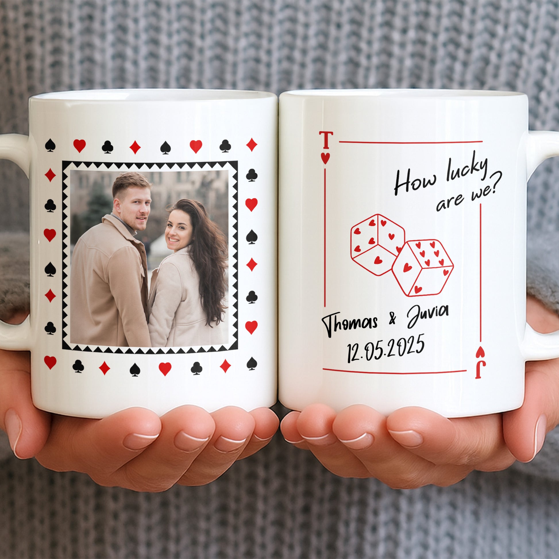 How Lucky Are We Playing Card Hearts And Dice Photo Design