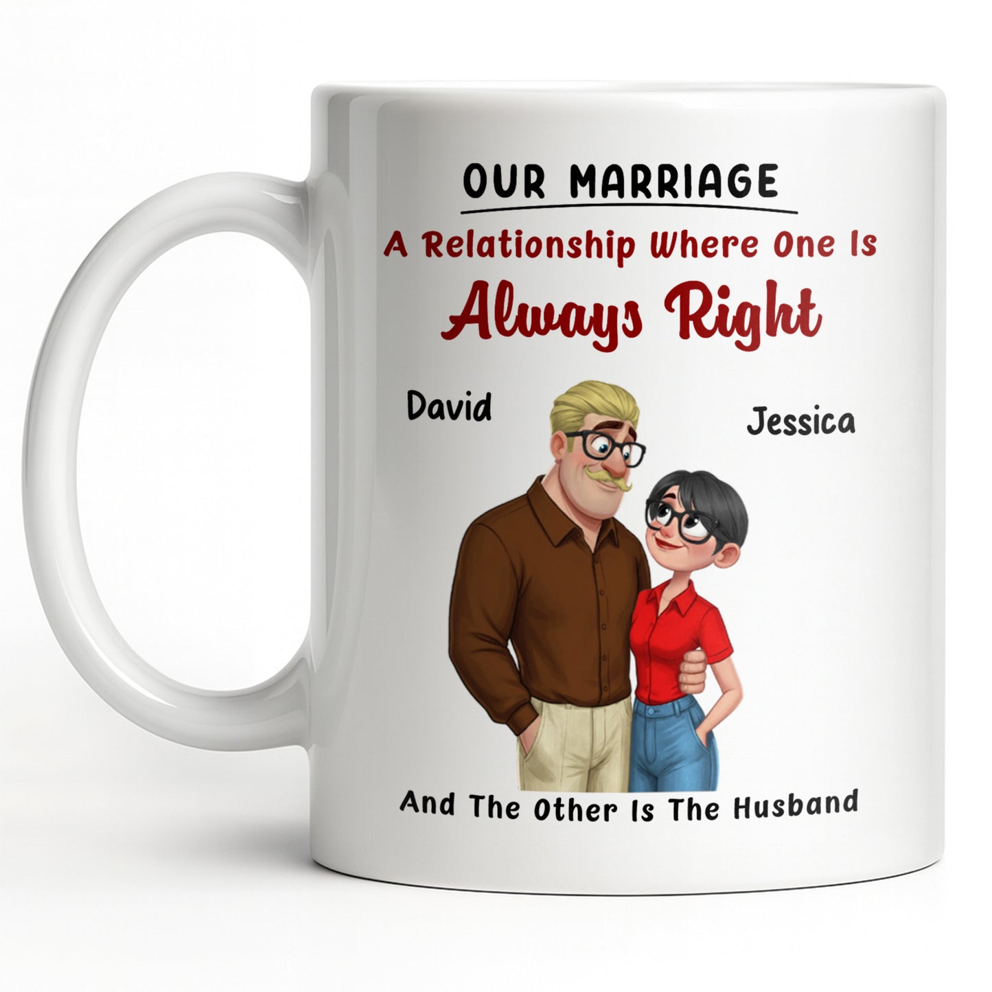A Relationship Where One Is Always Right With Cartoon Couple